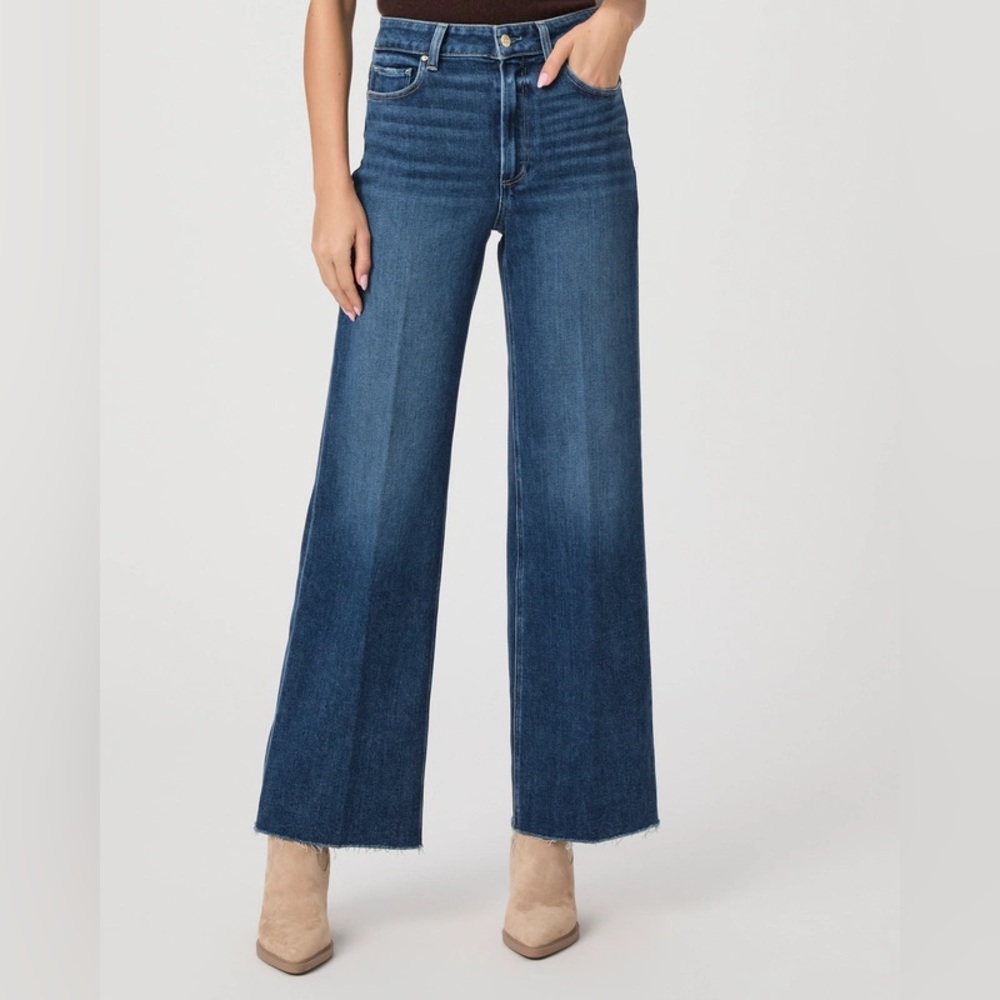 PAIGE Blue Wide-Leg Jeans